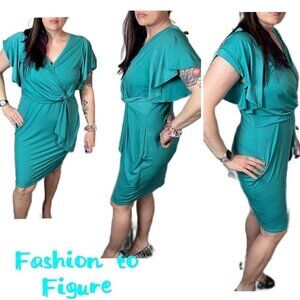 Fashion to Figure short sleeve ruched bodycon ruched dress. Plus